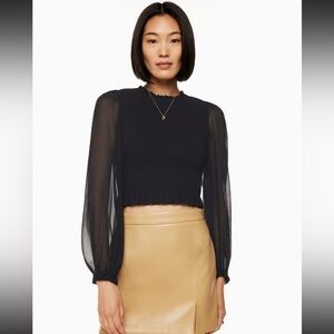Aritzia Wilfred ($128) Black Tempest Blouse